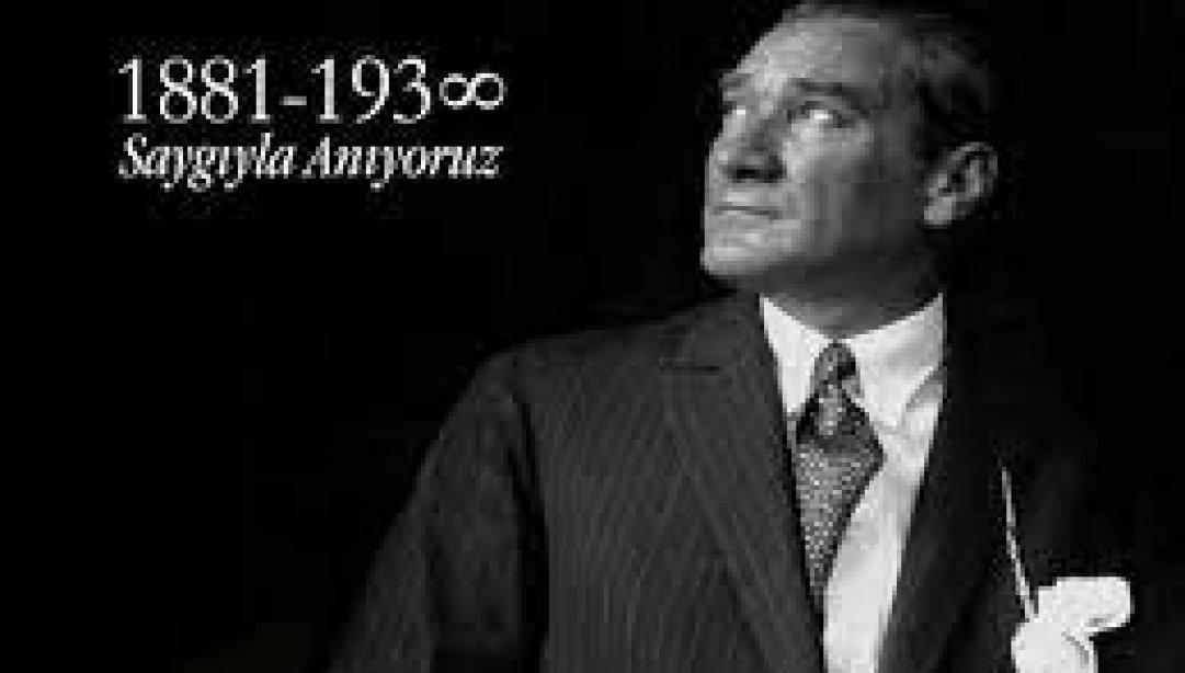 İlçe Milli Eğitim Müdürümüz Sayın Menderes TUNÇ'un 10 Kasım Atatürk'ü Anma Günü Mesajı